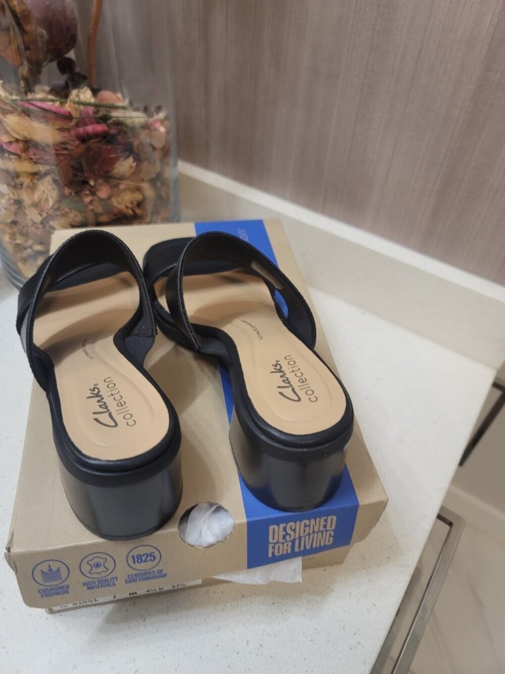 Clarks Collection Leather Heeled Sandals Jaylan Dusk Black 7 M New NIB - Picture 7 of 8
